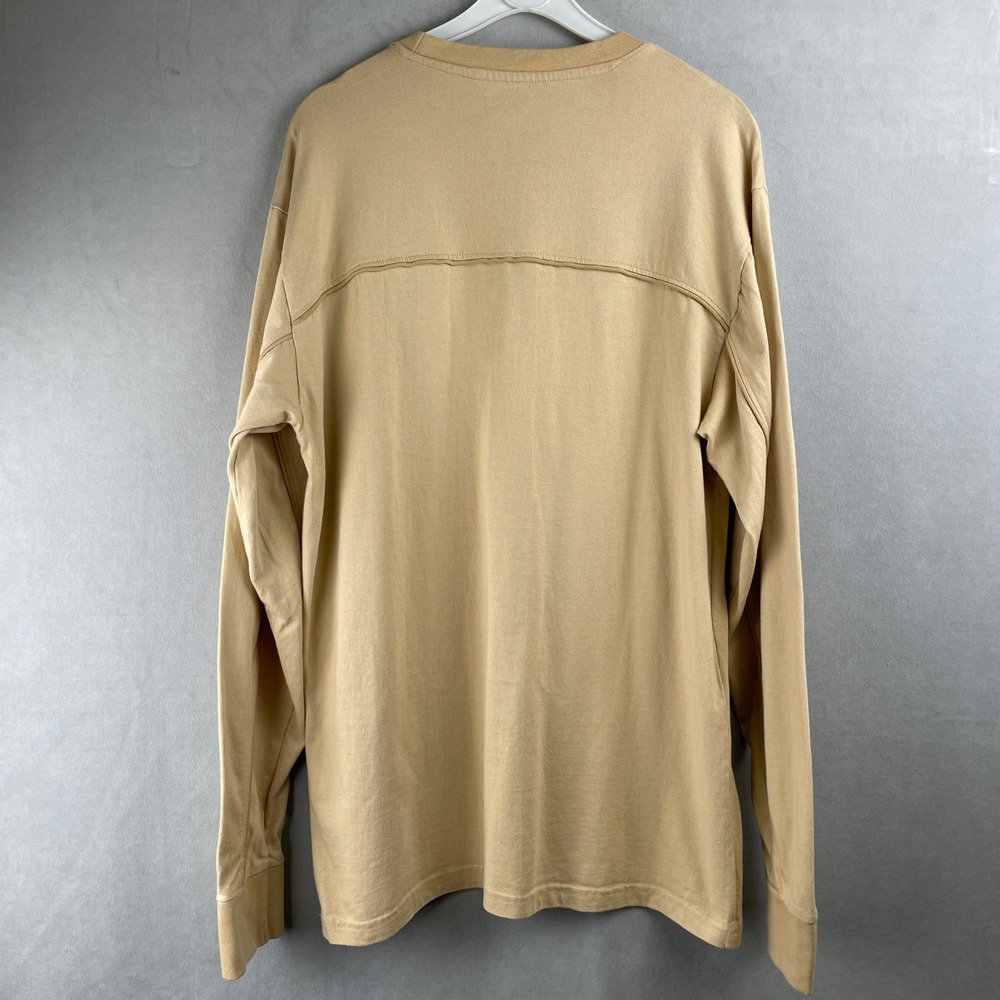 Sovereign State Mens Tan Cotton Long Sleeve T-Shirt Size L Curved Yoke Detail - Picture 2 of 8
